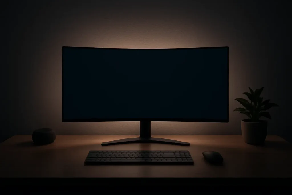 Minimalist bedroom with a sunrise smart lamp and silent air purifier