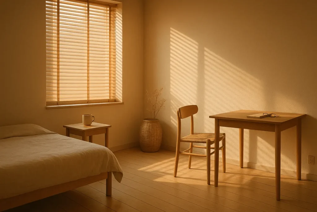 morning sunlight warming an off-grid eco lifestyle room