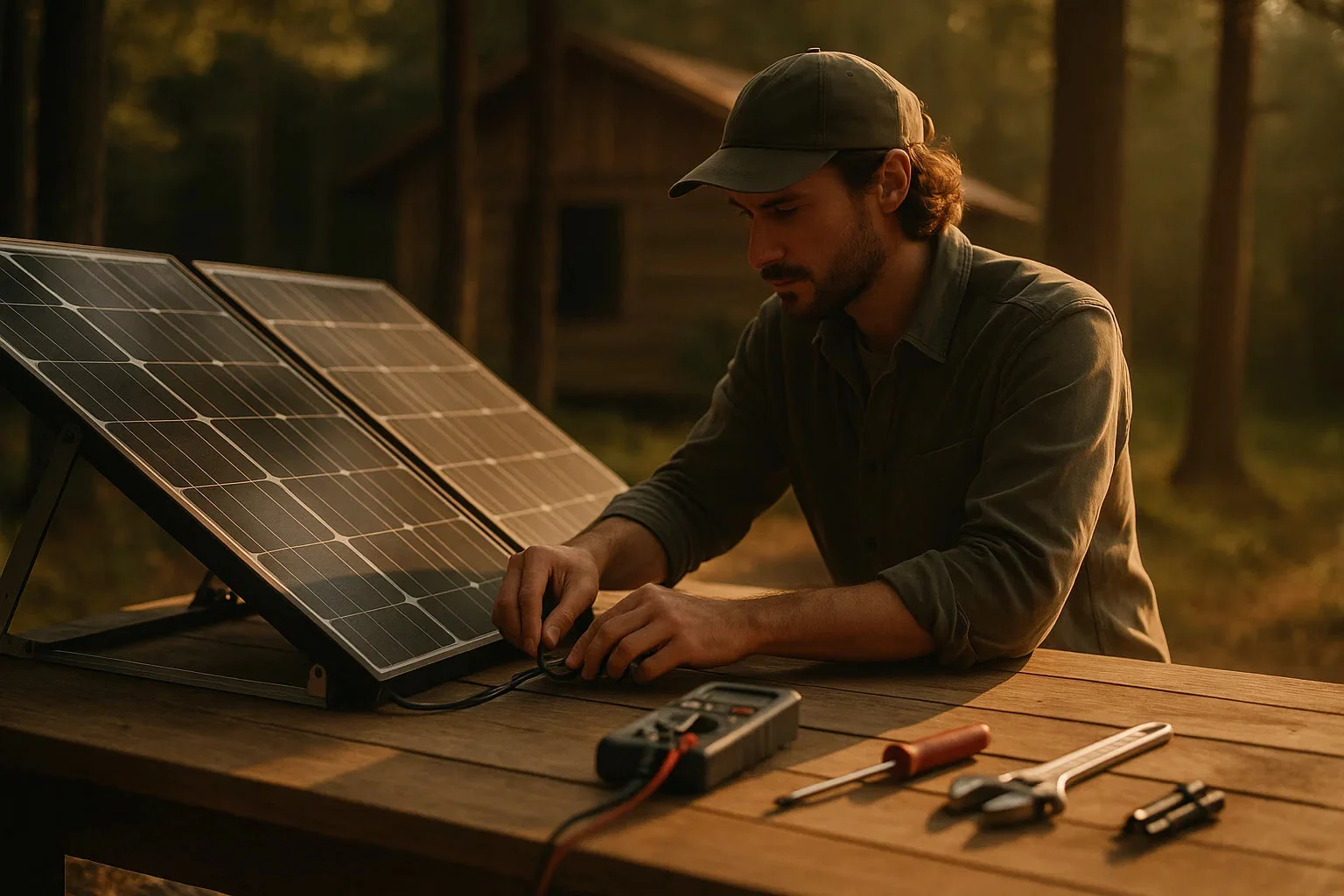 Lio Verdan working on an off-grid solar setup — Gridova Living