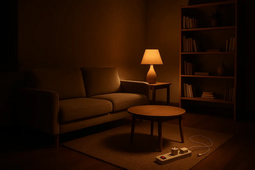 night shutdown ritual in an off-grid eco home