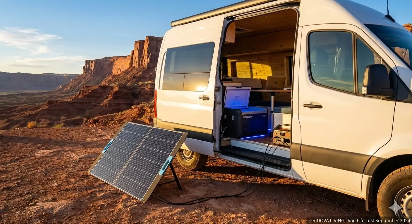 Side by side comparison of Jackery SolarSaga IP65 rated panel with water droplets on ports versus EcoFlow 110W IP68 panel completely wet after rain test showing waterproofing difference
