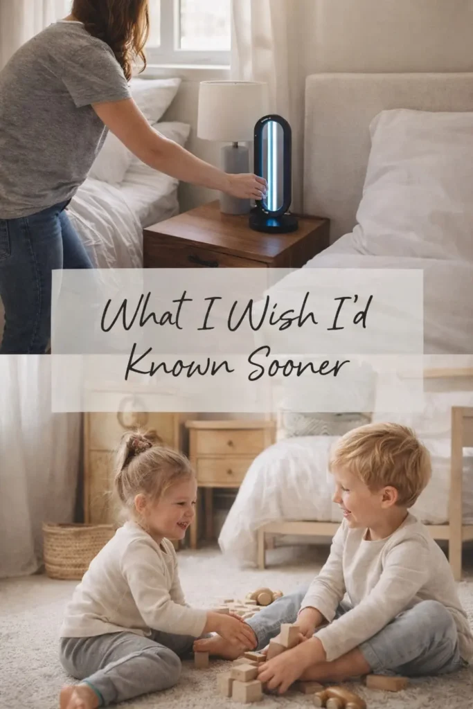 Real mom sharing her discovery of ClairLite UV-C sanitizer that helped reduce family illnesses naturally without harsh chemicals in home cleaning routine