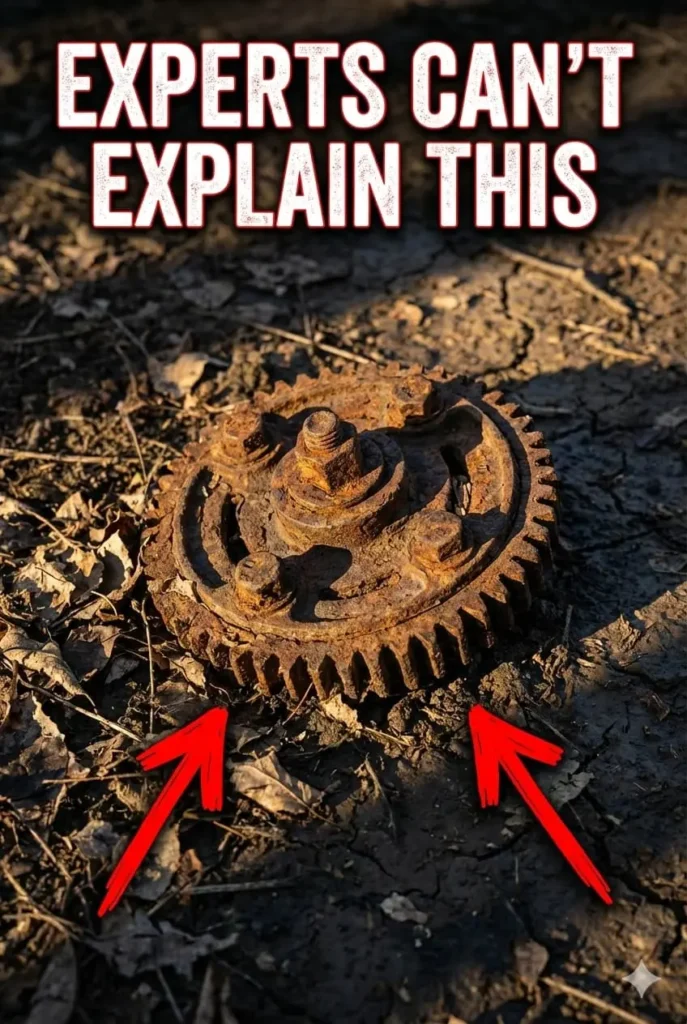 Mysterious metal device highlighted with arrows representing an unusual electricity invention